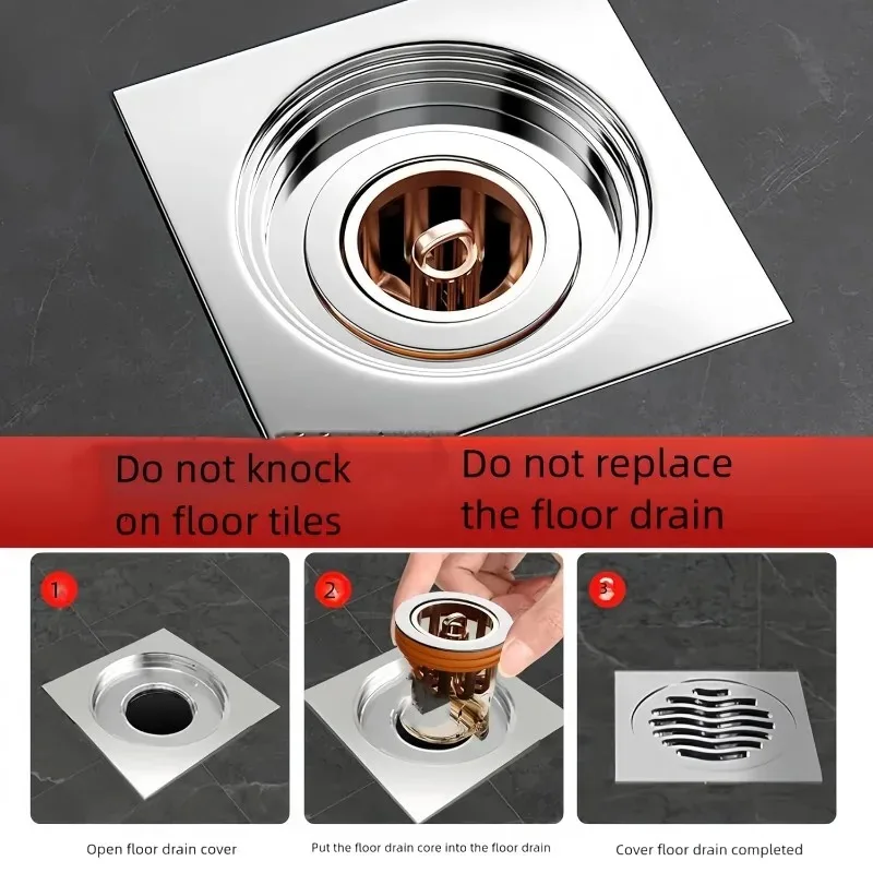 Gravity-Induction Floor Drain-Core Toilet Deodorant Anti-Odor No Smell Bathroom Toilet Sewer Shower Drain for Bathtub Kitchen