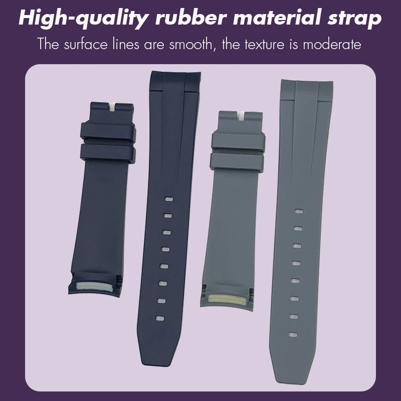 21mm Natural Rubber Watch Strap Silicone Watchband for Longines L3 Hydroconquest 642 781 782 785 841 Black Blue Grey Green view 2
