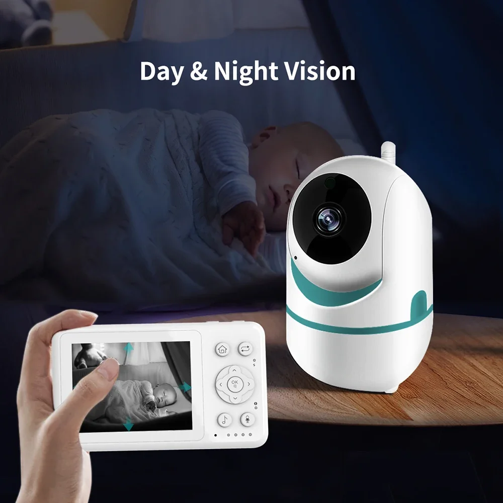 Baby monitor video D031, display da 3,2 pollici, videocamera per bambini con immagine video con zoom 2X, visione notturna, conversazione bidirezionale, batteria da 1500 mAh