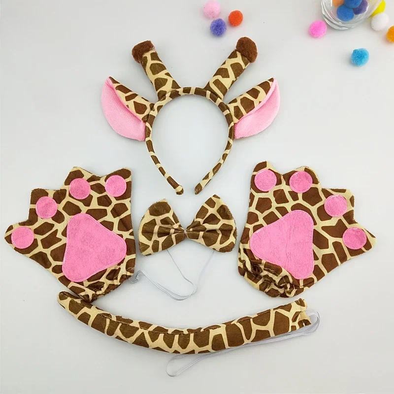 Animal Headwear Giraffe Accessories Birthday Party Hair Kids Lion Halloween Costume Headbands Hard Plastic Headwear Tail Skirt