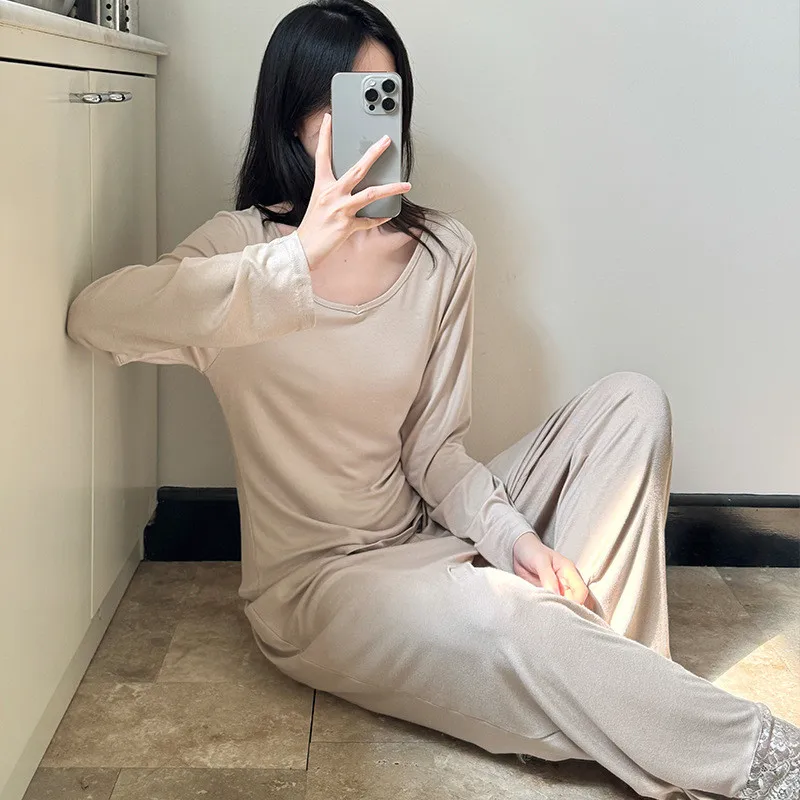 الراحة مشروط منامة مجموعة امرأة السراويل مجموعات جديد الخريف الشتاء ضئيلة أعلى الخريف الشتاء أسفل ارتداء بيجامة المرأة ملابس المنزل