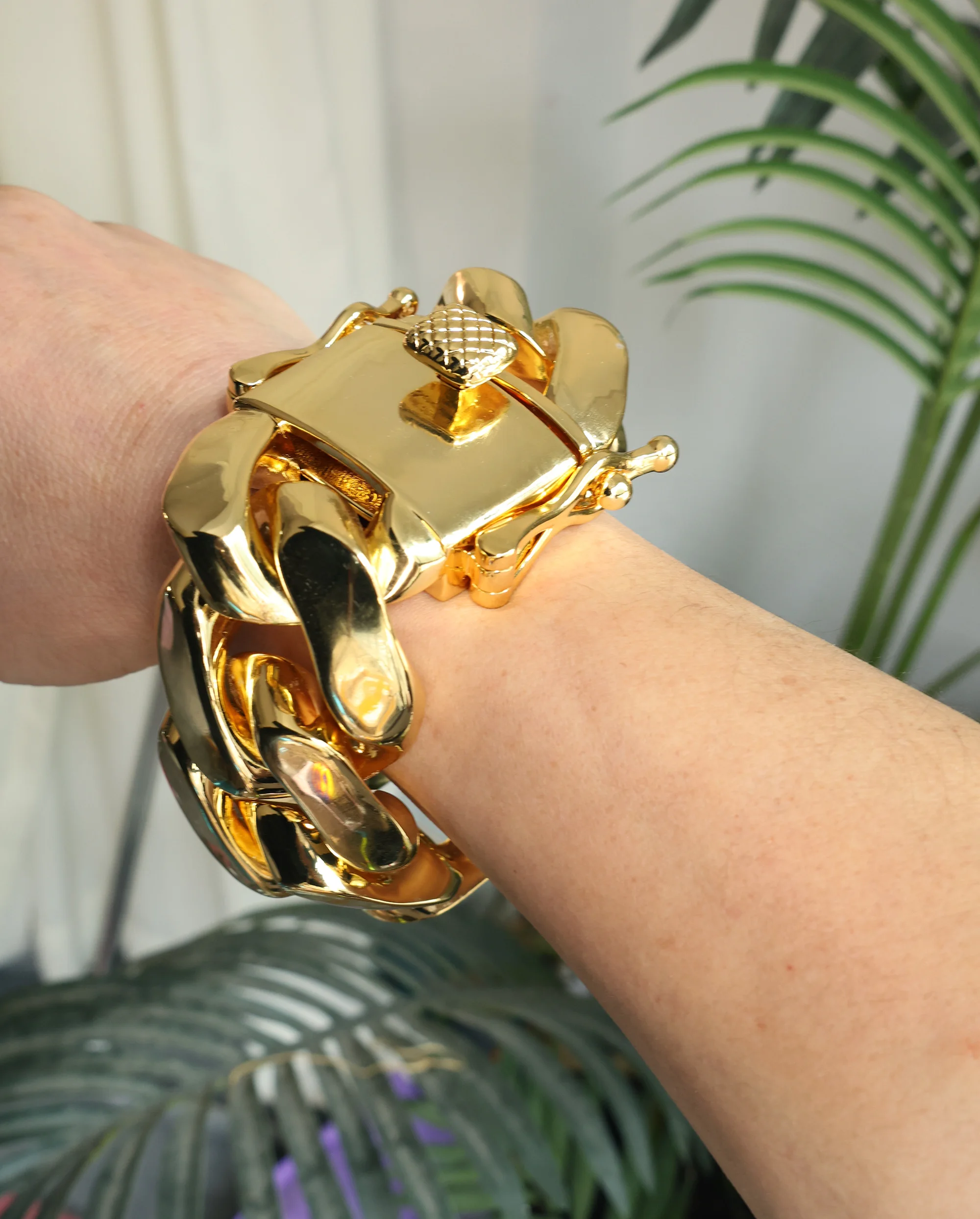 

50mm 18K gold-plated, Miami, Cuban style, hip-hop rock, copper bracelets, necklaces, bangles, jewelry, men's