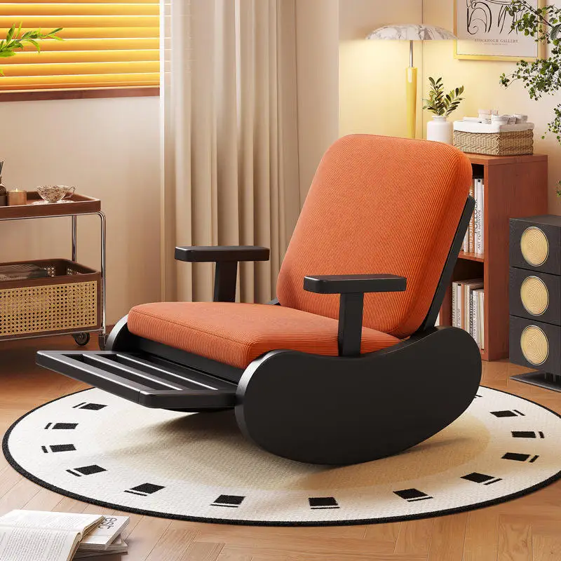 Multifunctional rocking chair with pedal, integrated telescopic pedal solid wood armrest rocking chair