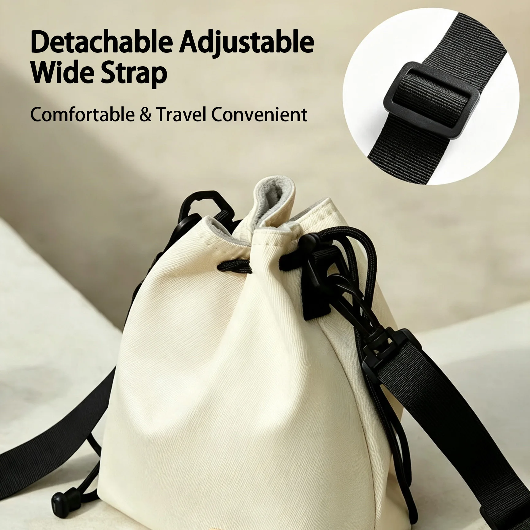Portable Waterproof Drawstring Storage Pouch for Cameras, DSLR Lens Storage Bag, Protective Camera Bag Accessories for Trav