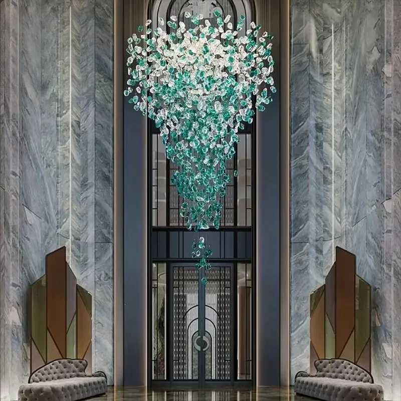 Crystal stone villa staircase duplex living room light art decoration LED crystal stone