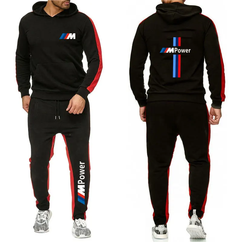 2025 BMW Brand Men Sets Spring Autumn Hoodie Casual Sports Shirt Track Suit Sportswear+Jogging Pant Motorcycle Cycling Clothing