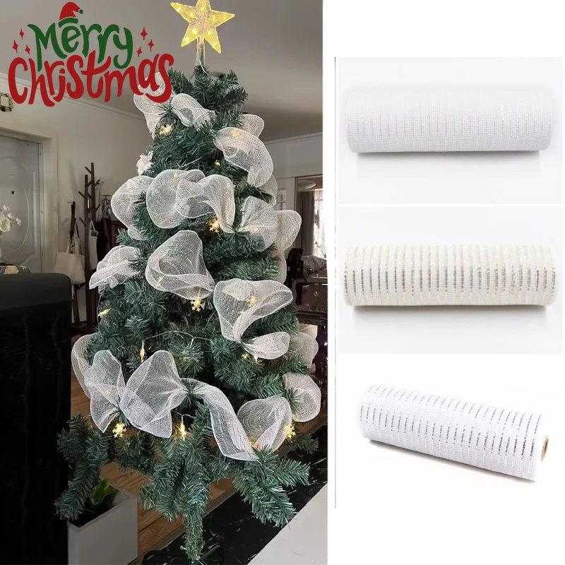 Deko Mesh Band Metallic Poly Mesh Band Rollen für DIY Kranz liefert Band für Weihnachts baum Weihnachts kranz Dekoration