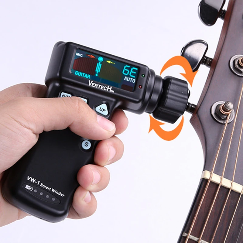 자동 기타 튜너 페그 휴대용 실용적인 스트링 와인더 충전식 우쿨렐레 튜닝 도구 현악기 와인딩 장치