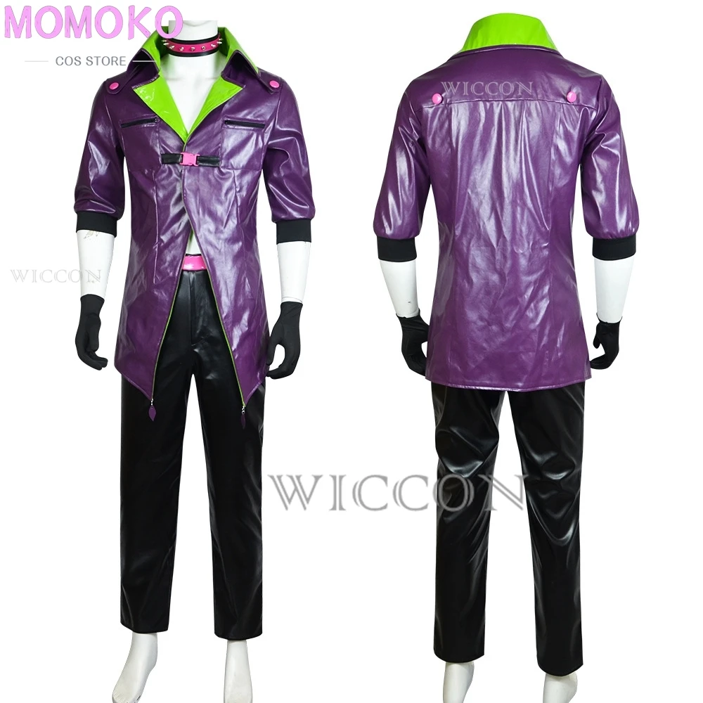 Joker Clown Cosplay Kostuum Pruik Enge Joker Jas Uniform Groene Pruik Halloween Carnaval Mannen Rollenspel Outfit Party Dress Up