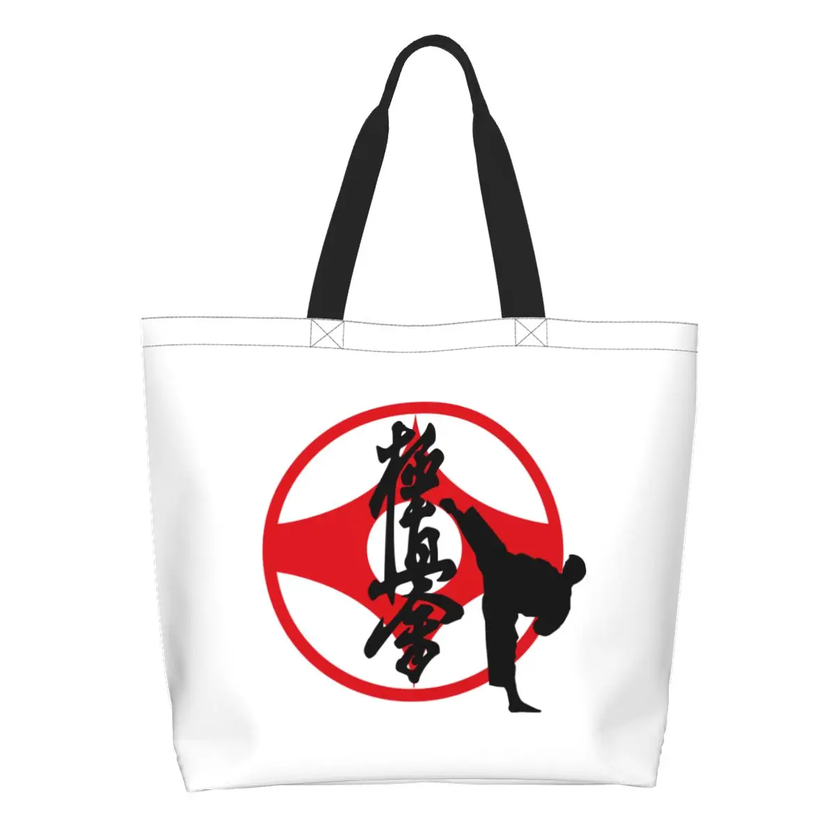 Cute Printed Kyokushi Karate Tote Shopping Bag Portable Canvas Shoulder Shopper Martial Arts Handbag