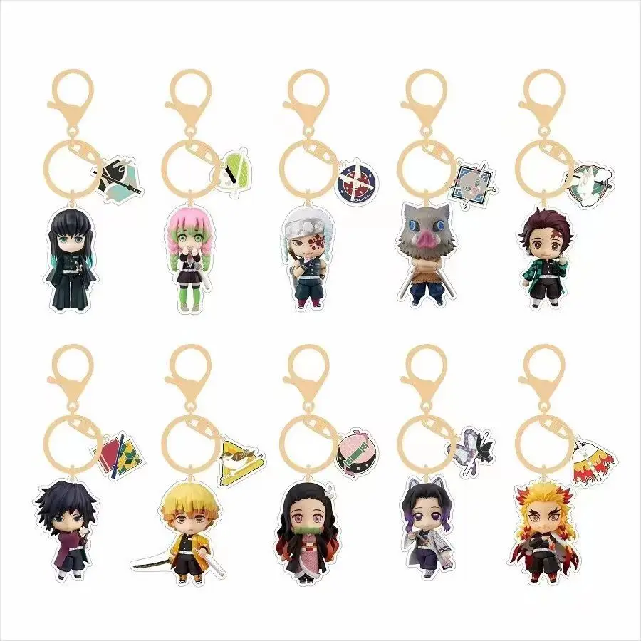 Demon Slayer Kimetsu no Yaiba New Acrylic Keychain Pendant Accessory Anime Merchandise Same Style Gold Clasp Drop Shipping