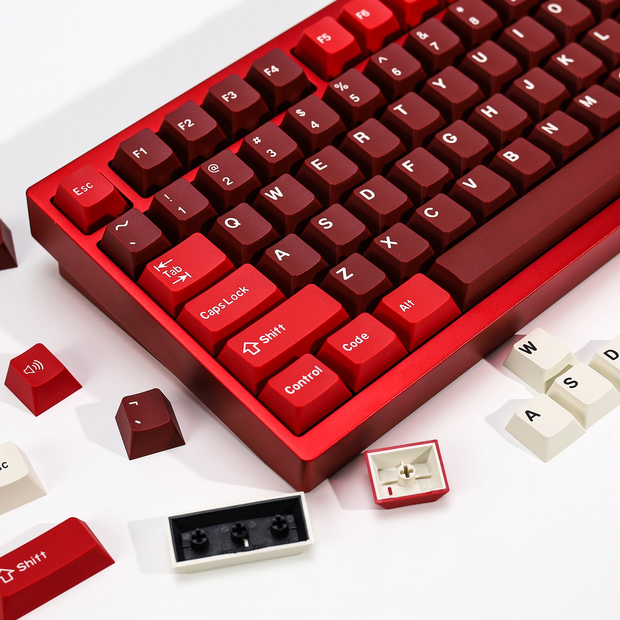 KBDiy GMK Jamon Keycap أحمر ريترو PBT ISO مزدوج النار الكرز الشخصي أغطية المفاتيح لمفاتيح MX 60 غطاء مفتاح ألعاب لوحة المفاتيح الميكانيكية #2