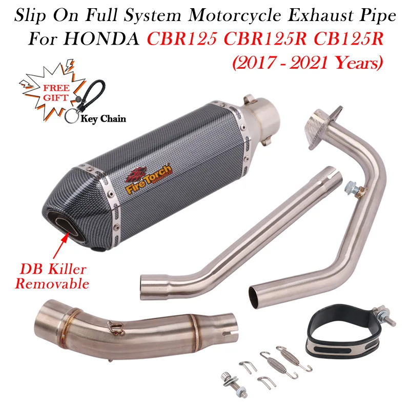 For Honda CBR125 CBR125R CB125R CBR 125 125R 2017 - 2021 Motorcycle Exhaust Full System Muffler DB Killer Front Middle Link Pipe