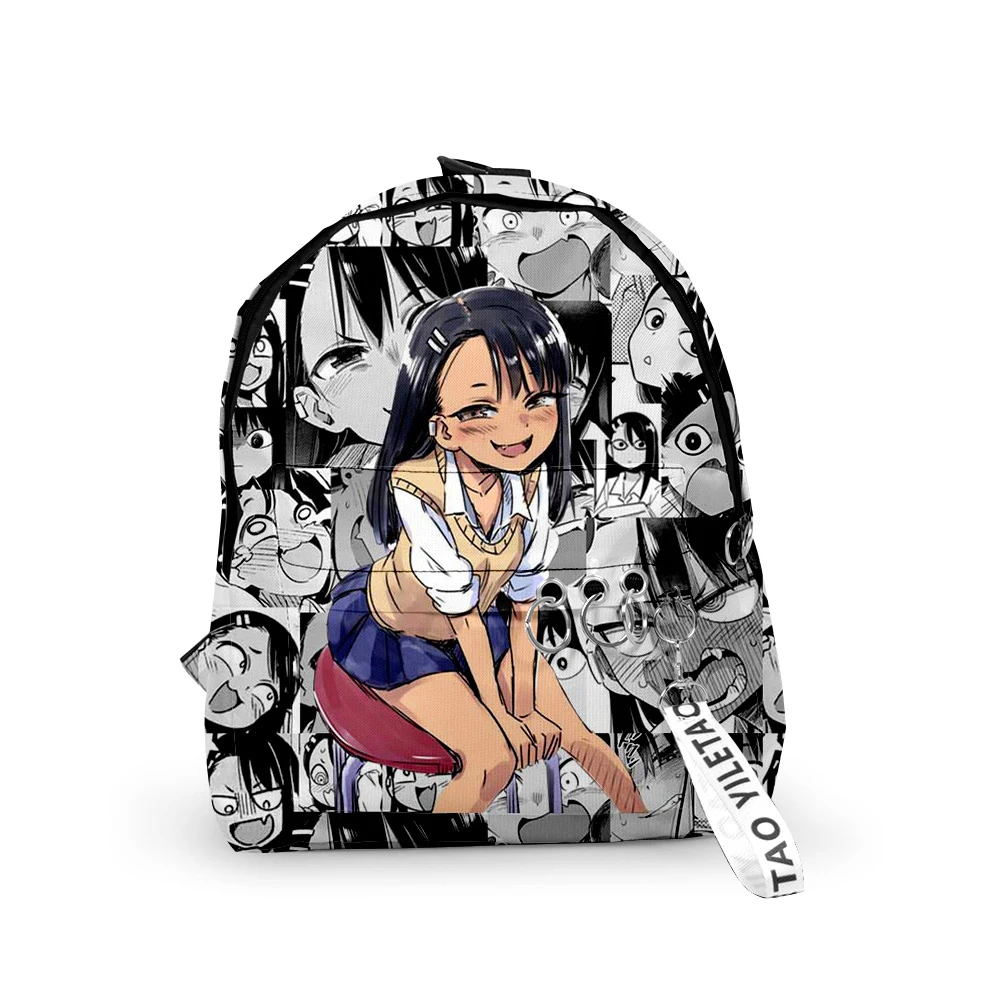 Popular Cool Nagatoro Notebook Backpack Boys/Girls pupil School Bags 3D Print Keychains Oxford Waterproof Cute Small Backpacks