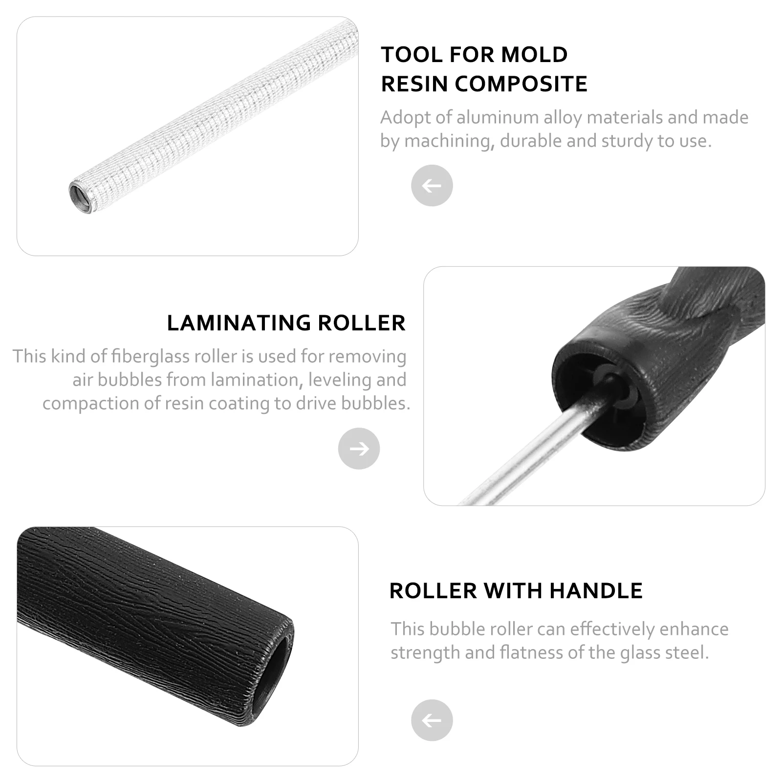 

Aluminum Fiberglass Defoaming Rollers Laminating Tools Bubble Paddle Kit Mold Resin Roller Handle Removing Air Bubbles Glass