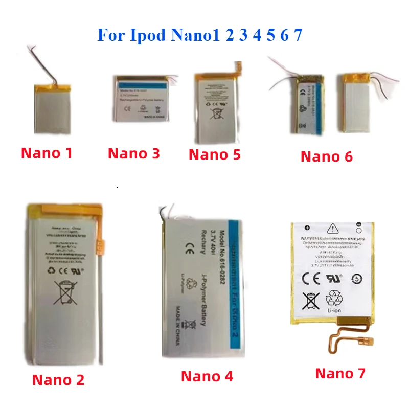 For IPOD Nano1 Nano2 Nano3 Nano4 Nano5 Nano6 Nano7 A1137 A1199 A1236 A1285 A1320 A1366 A1446 616-0337 MP3 MB903LL Battery