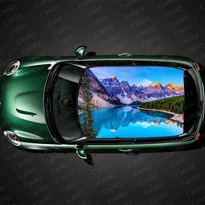 

Fantastic Mountaiin Landscape Car Roof Sticker Decoration Film Car Decal Hood Vinyl Sticker Graphic Wrap Car Protect Accessories