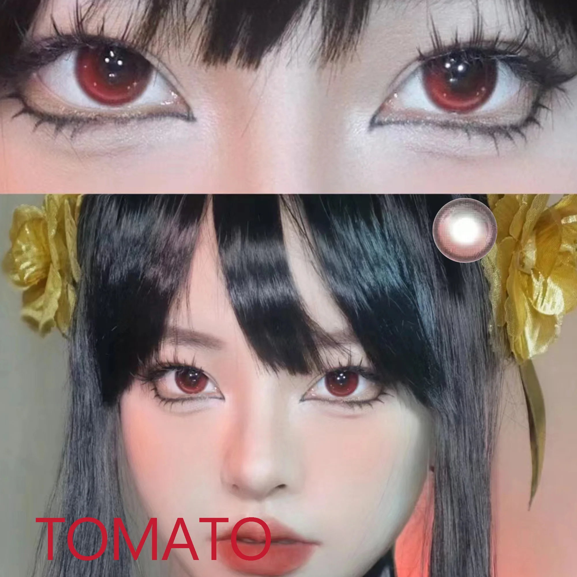 Coslens Glitter Halloween Red Zombie 14.50mm Cosplay Eye Look Contact Lenses Anime Accessories линзы для глаз цветные Tomato