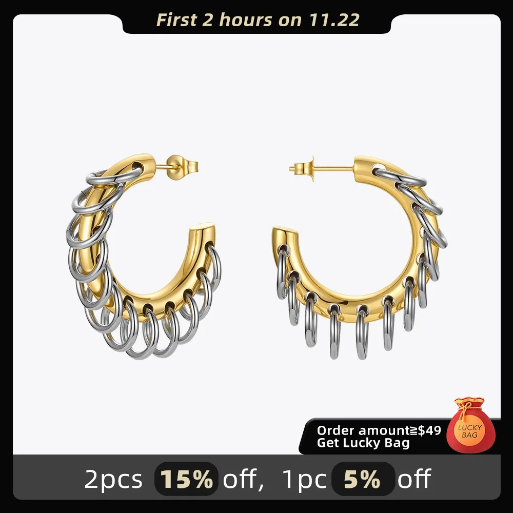 ENFASHION Punk Circle Loop Earring Stainless Steel Hoop Earrings For Women Gold Color Brincos Feminino Fashion Jewelry E211304