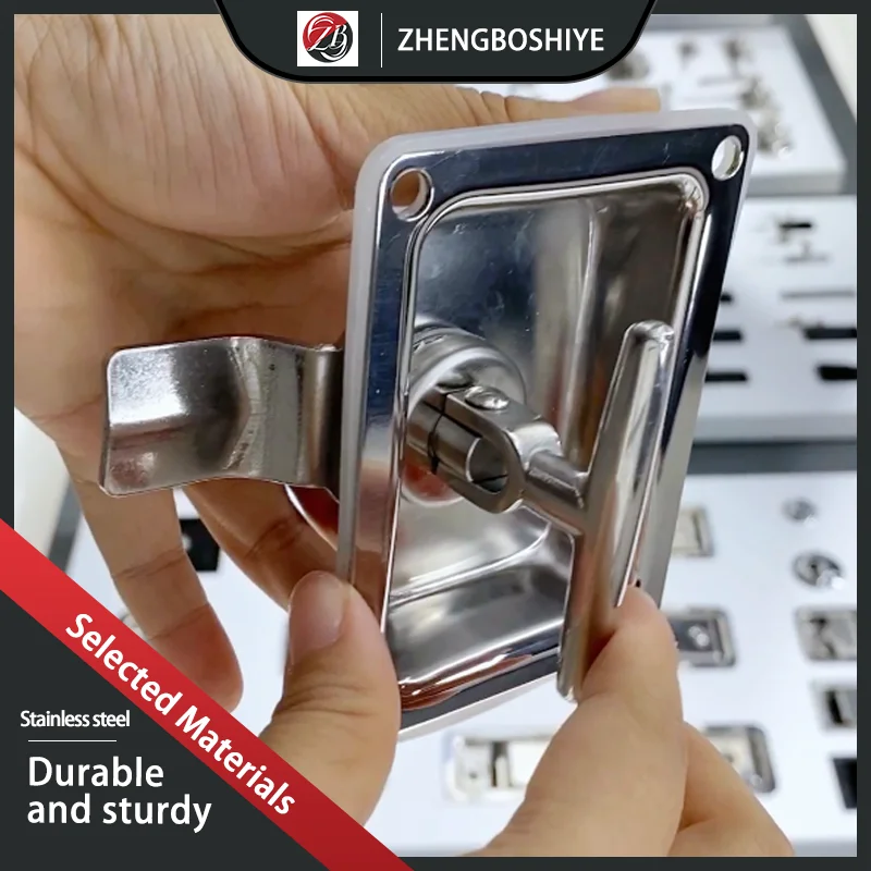 

304 Stainless Steel Pull Plate Lock Suitable For Construction Machinery Cabinet Lock Box Door Square Lock