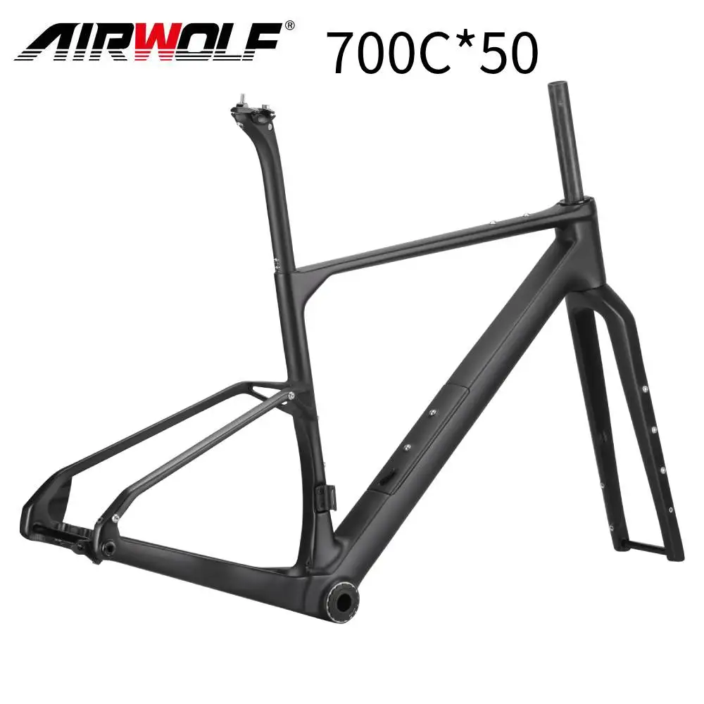 

Велосипедная рама Airwolf Gravel 700C*50 с резьбой T47, дисковыми тормозами, карбоновая рама для гравийных велосипедов, коробка для хранения, крепление UDH