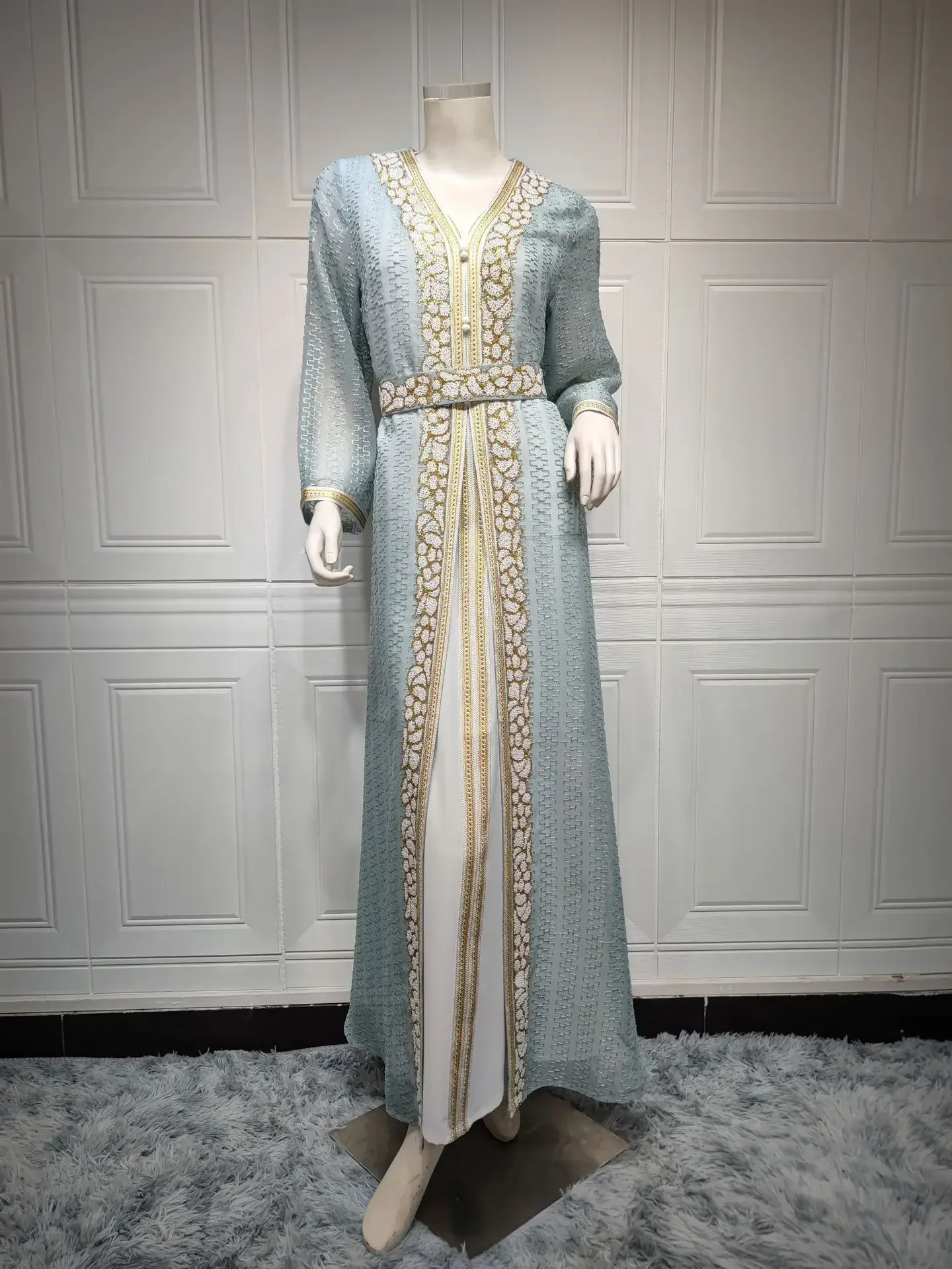 Imagem -06 - Elegante Abaya Muçulmano de Manga Comprida Vestidos Diamante Dubai Saudita Luxo Acessível Robe Glamoroso Festa Noturna Marrocos Caftan