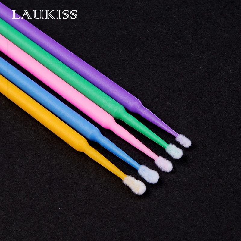 Laukiss100/200pcs Micro Disposable Eyelash Extension Clean Brush Individual Applicators Mascara BrushEyelash Glue Cleaning Stick