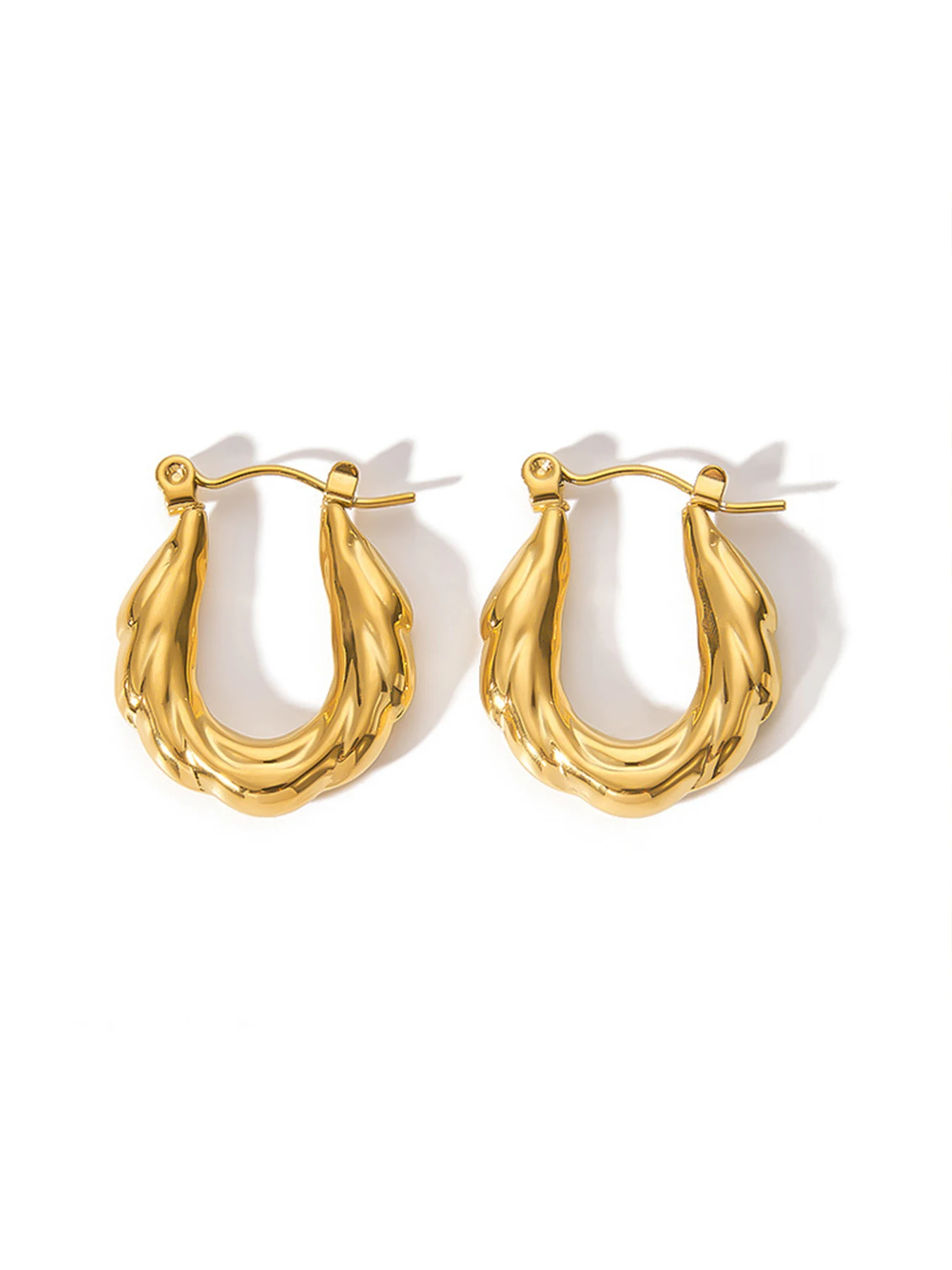 

Fashion Luxury Vintage Asymmetric U-Shaped Stud Earrings, Stainless Steel Non-Fading Jewelry for Women