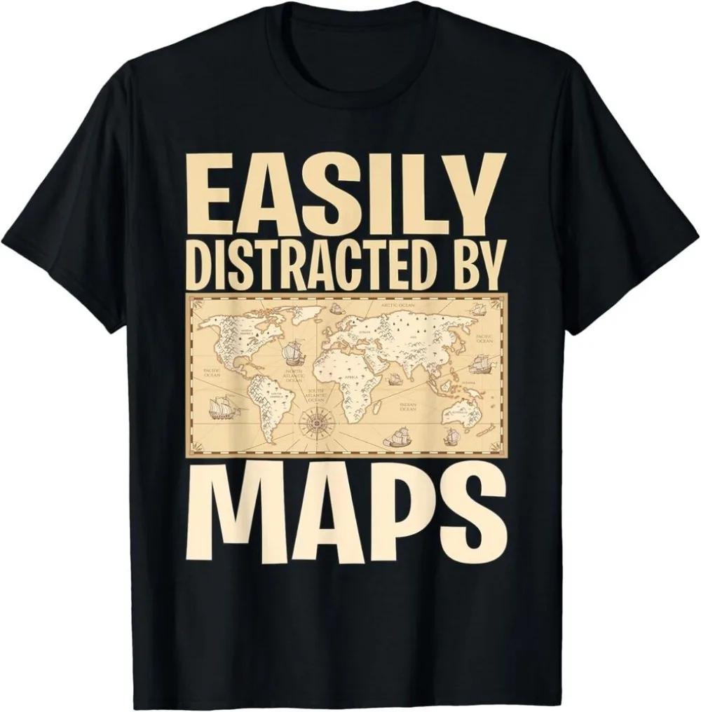 Professeur de géographie drôle facilement distrait par des cartes cadeau hommes femmes t-shirts hauts respirant mode décontracté coton unisexe t-shirt