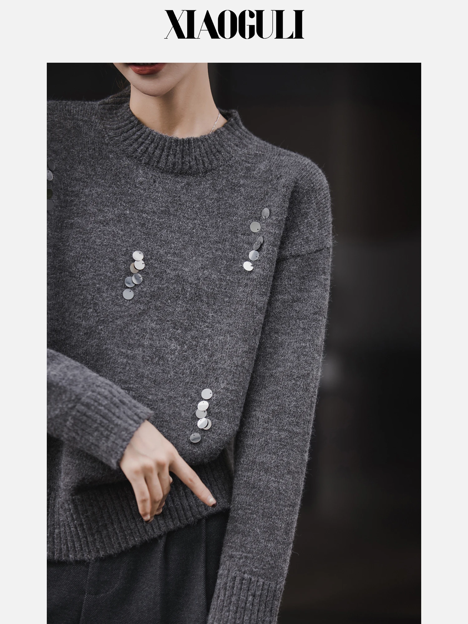 

Arctic Fce Glitter Sweater Women's Straight Cut Knitted Top Faionable Versatile Autumn Winter Warm Long Sve round Ne