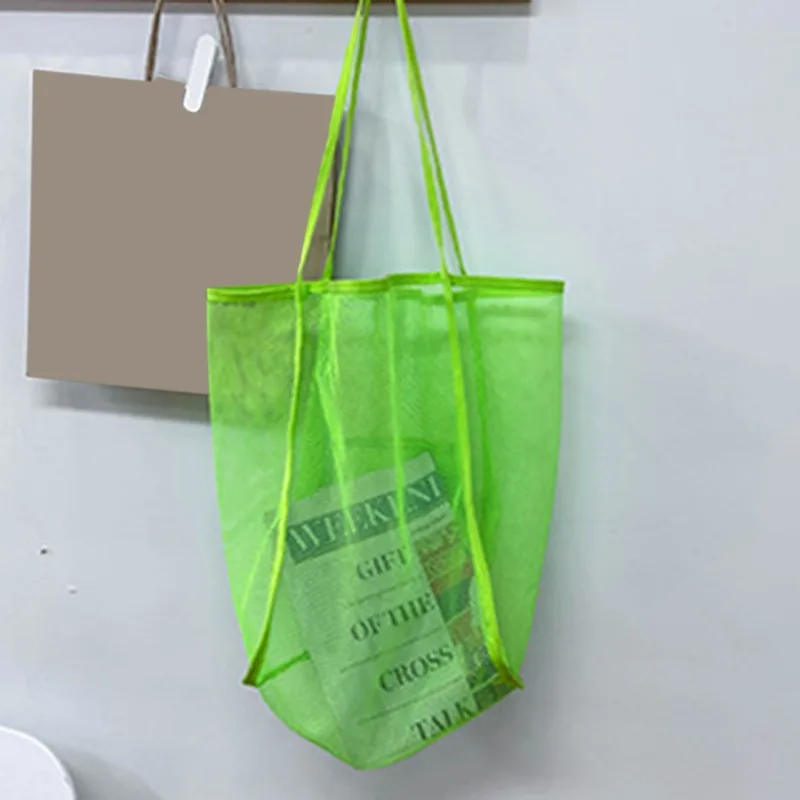 New Women Transparent Mesh Single Should Ins Winder Bag Fashionable Lightweight Portable Shopping Bag Travel Beach Net Bag