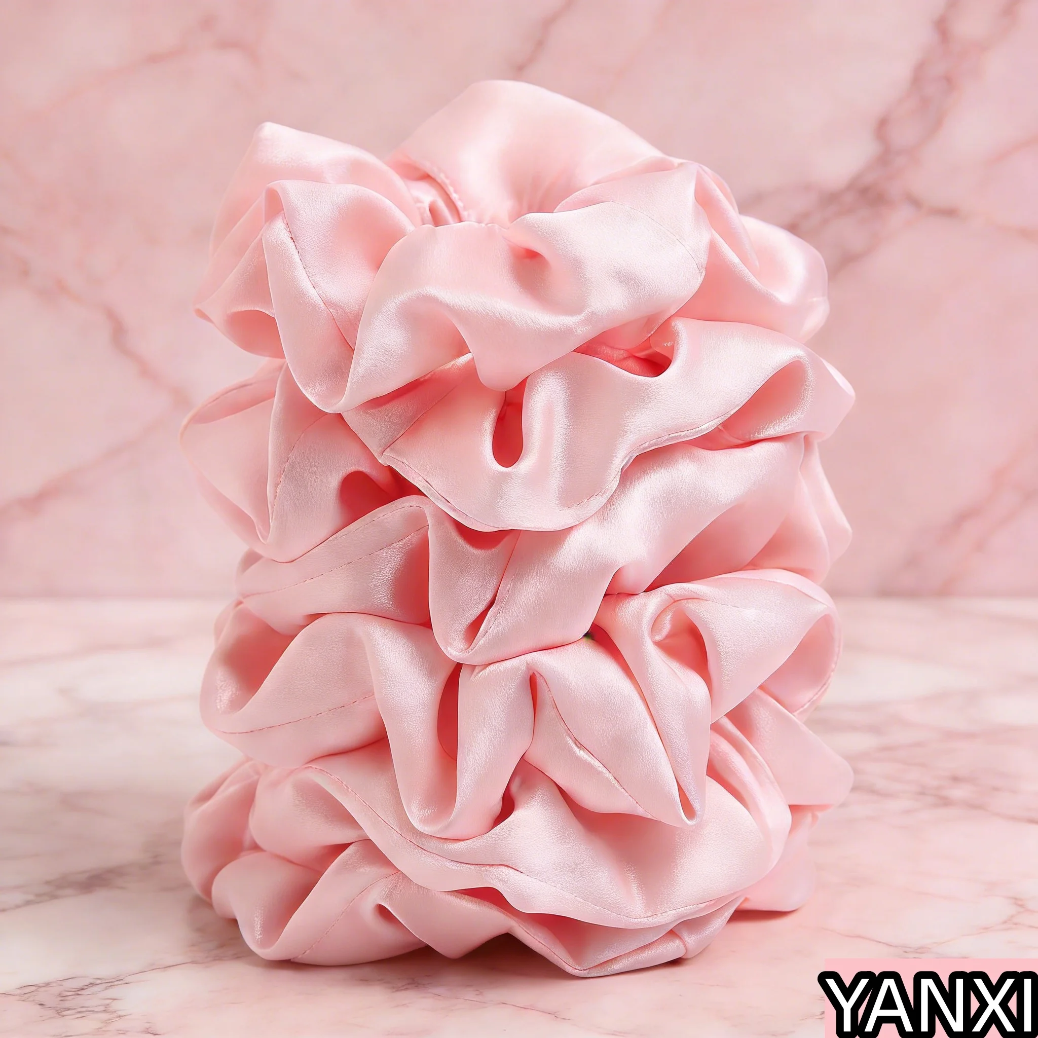 1//60/100/12/24pcs pink Satin Hair Scrunchies Set For Women Elastic Ties Suitable Ponytail Casual Accessories Headwear Cute