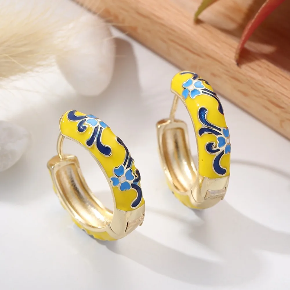 Picture 6: Handicraft Traditional Flower Enamel Ear Jewelry Chinese Classic Chinese Style Earrings Vintage Ethnic Gifts for Women Girl