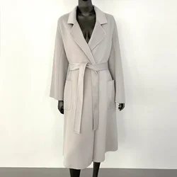 New Autumn Winter Fashion Wool Coat Female Water Ripple Double-sided Cashmere Women Turn-down Collar Loose Woolen Jacket