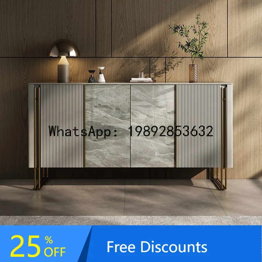 

YFY Modern Light Luxury Cabinet Italian Style Rock Board Entryway Living Room Storage Decorative Cabinet for Home Use