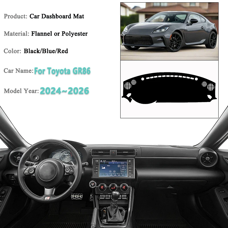 Dashboard Cover For Subaru BRZ Toyota GR86 2024 2025 2026 Car Anti-slip Mat Carpet Pad Protection Shade Anti-sun Car Accessories