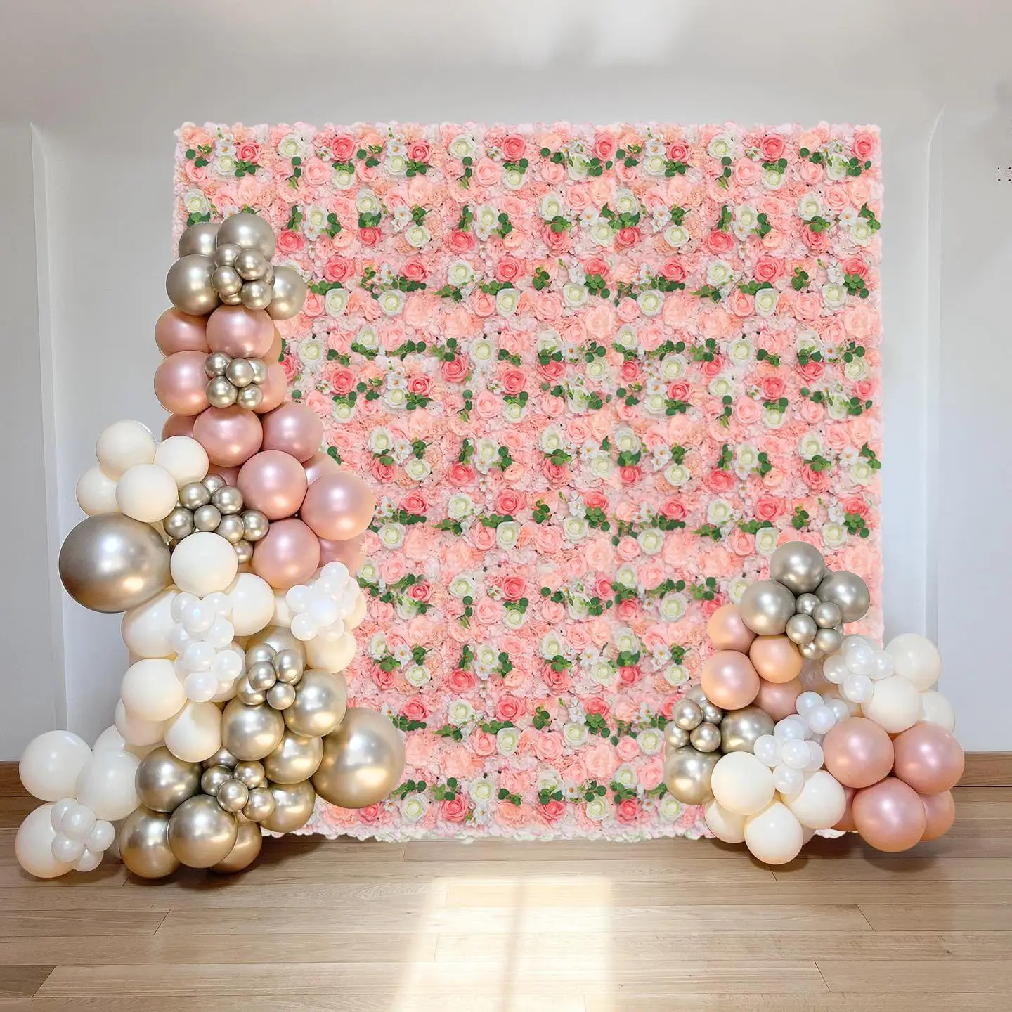 12 Pcs White And Pink Floral Wall, 3D Silk Hydrangea Flower Wall Panels Backdrop 20 X 14 Inch Artificial Floral Wall Panels for