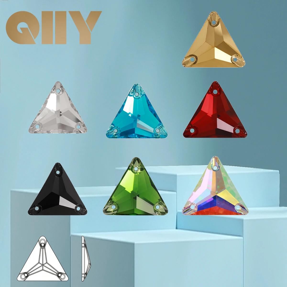 Стразы QIIY Trilliant Top Quality Glass Moonlight Crystal AB для пришивания, плоские, для одежды, сумок и белья