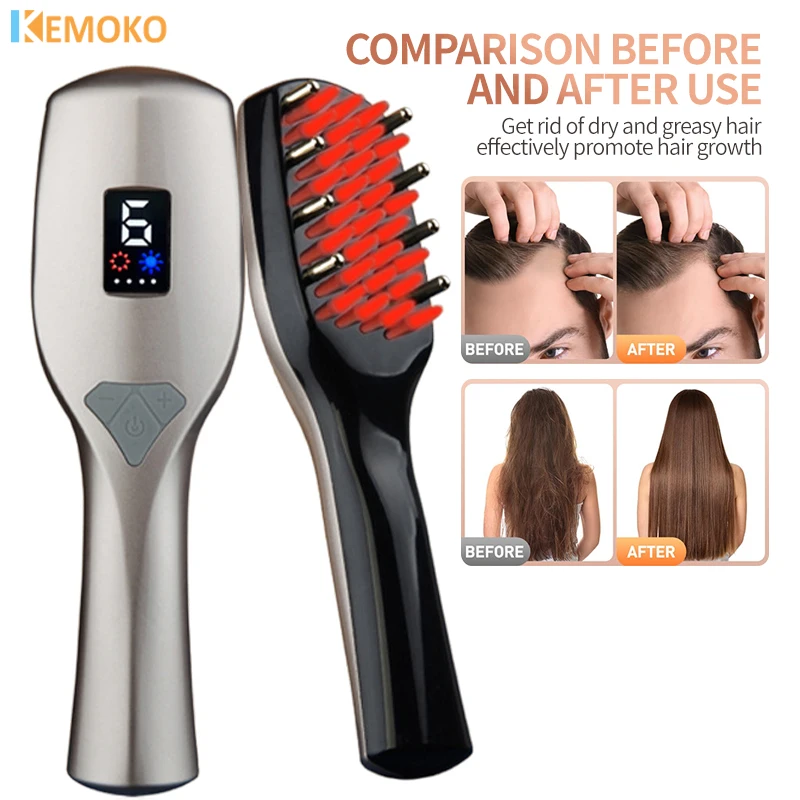 

Electric Laser Hair Growth Comb Anti Hair Loss Therapy Comb Infrared EMS LED Red Blue Light Vibration Massage Hair Health Care