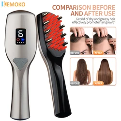 Pettine elettrico per la crescita dei capelli laser Pettine per terapia anti-perdita di capelli EMS a infrarossi LED Rosso Blu Luce Vibrazione Massaggio Assistenza sanitaria per capelli