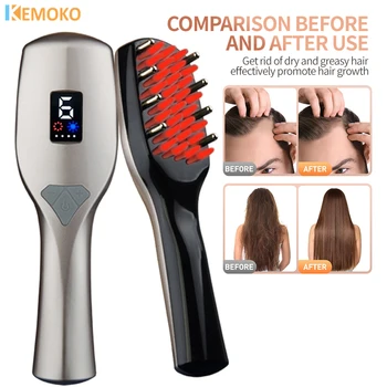 Pente elétrico para crescimento de cabelo a laser, terapia anti-perda de cabelo, infravermelho, ems, led, luz vermelha e azul, massagem vibratória, cuidados de saúde