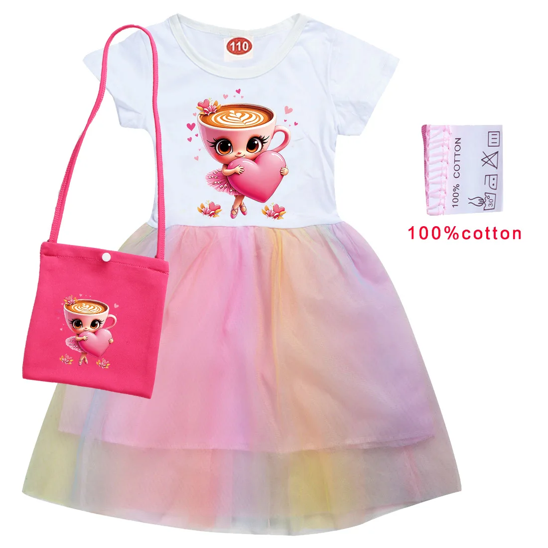 فستان راقصة الباليه Capuccina الإيطالي Brainrot ملابس الفتيات فساتين الصيف غير الرسمية للأطفال فساتين حفلات الأميرة الترتر