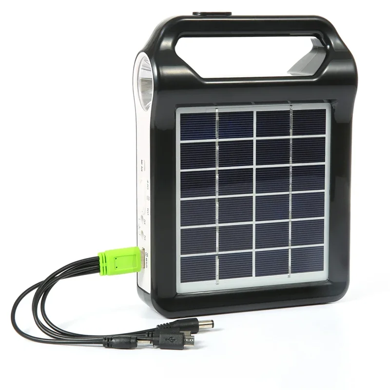 Portable Solar Generator Outdoor 6V Rechargeable Solar Emergency Generator with Flashlight for Lighting Camping Mountaineering