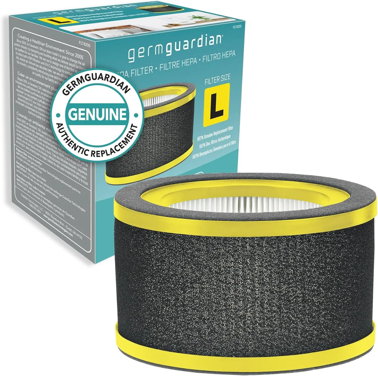 

Сменный фильтр для очистителя воздуха HEPA, удаляет 99,97% загрязнения, совместим с моделями AC4200, черный