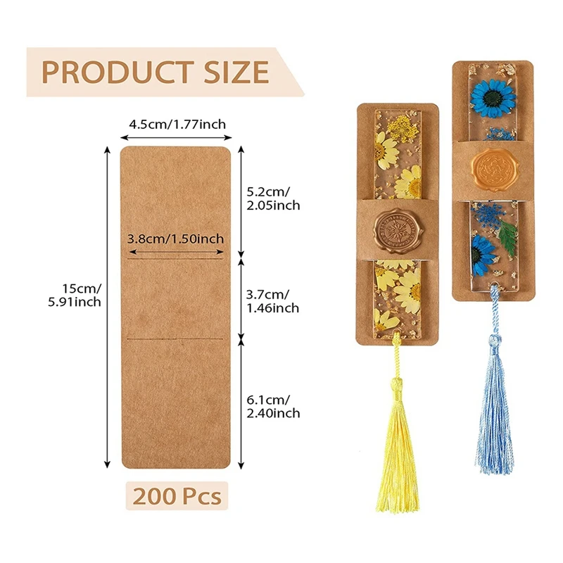 200 Pcs DIY Bookmarks Blank Display Cards Resin Bookmark Holders For Bookmark Wrapping Gift Decoration