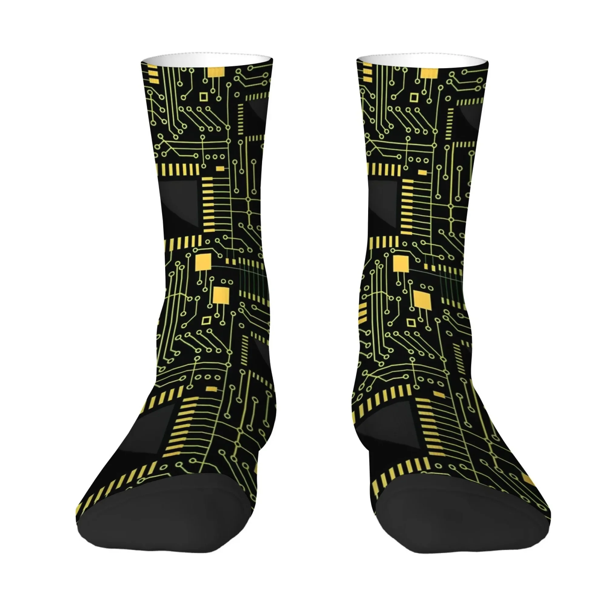 Tech Electronics Circuit Board Socks Novelty Funny Men's Socks Harajuku Style Street Hip-Hop Happy Trend Socks Crazy Party Gifts