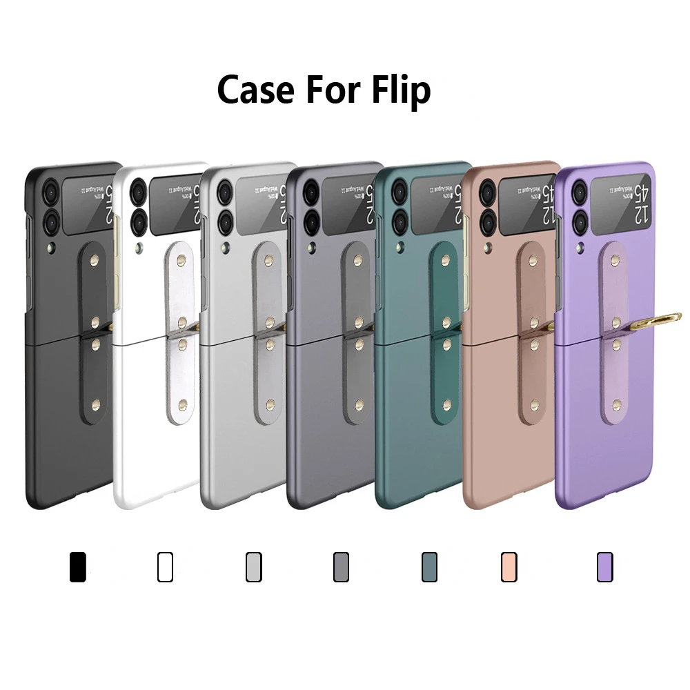 Case for Samsung Z Flip3 Flip4 Phone Case Anti-Fingerprint Skin Feeling Oil Injection Fastened Case with Ring Protective Cover