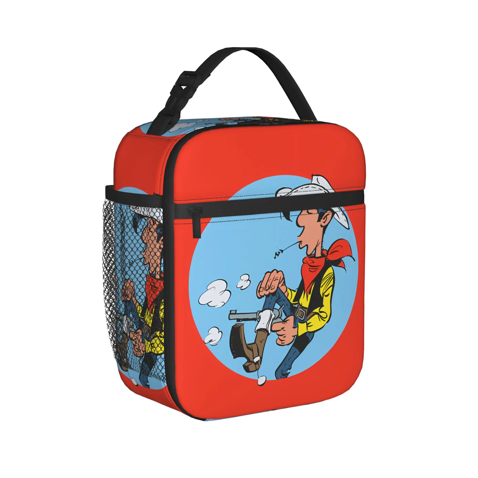 Lucky Luke Cartoon Comics Lunch Bag For Girls  Custom Lunch Box Casual Travel Cooler Bag Convenient Oxford Tote Food Bags