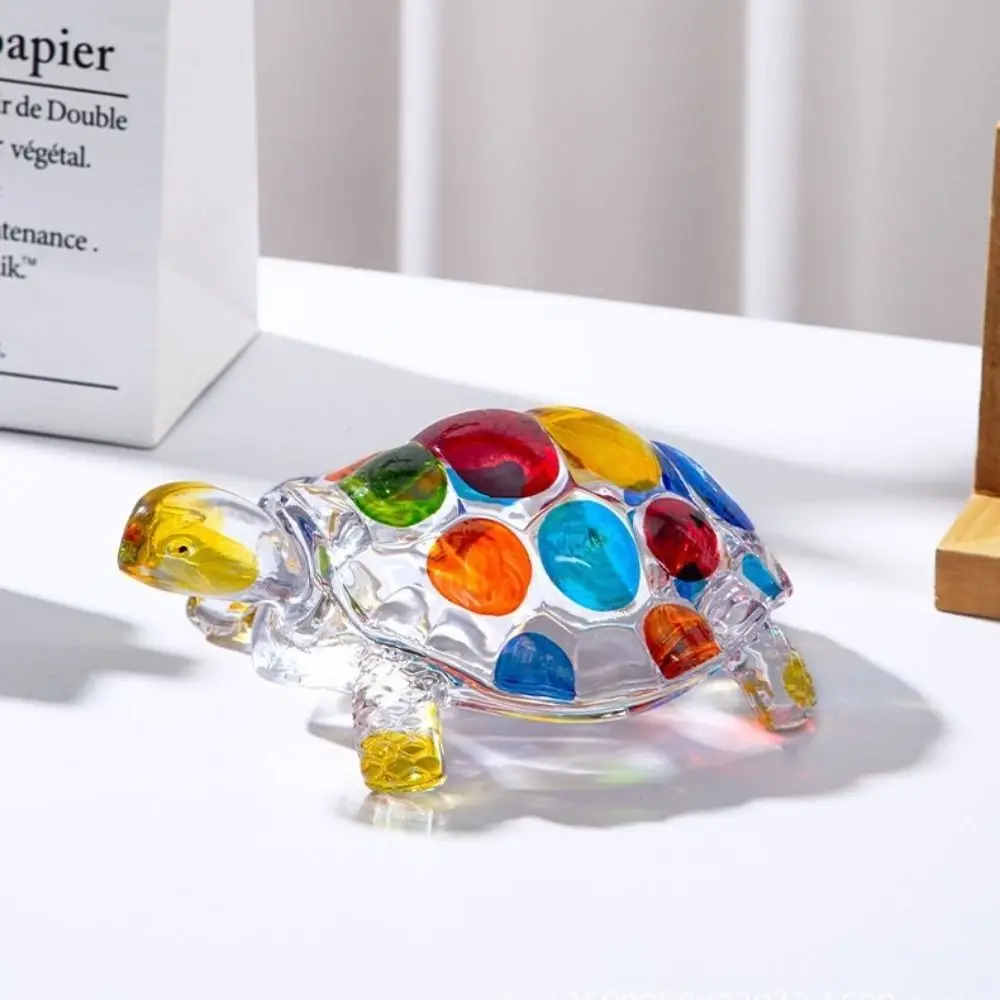 

Crystal Glass Turtle Ornament Clear Lucky Gift Turtle Figurine Decoration Fengshui Miniatures Painted Tortoise Statue Craft