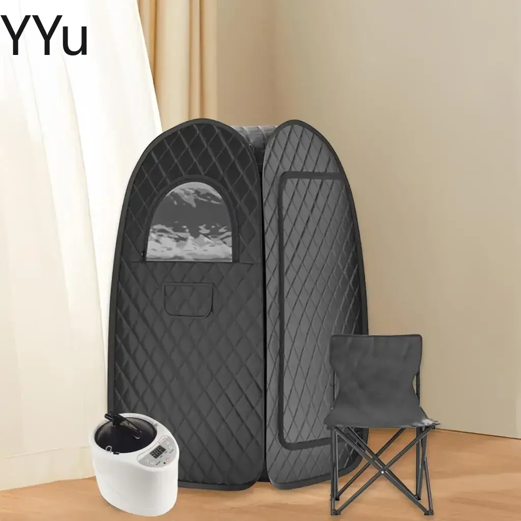 Portable Steam Sauna Indoor Home SPA Household Full Body Personal Sauna Tent with Folding Chair Temperature Time Remote Control